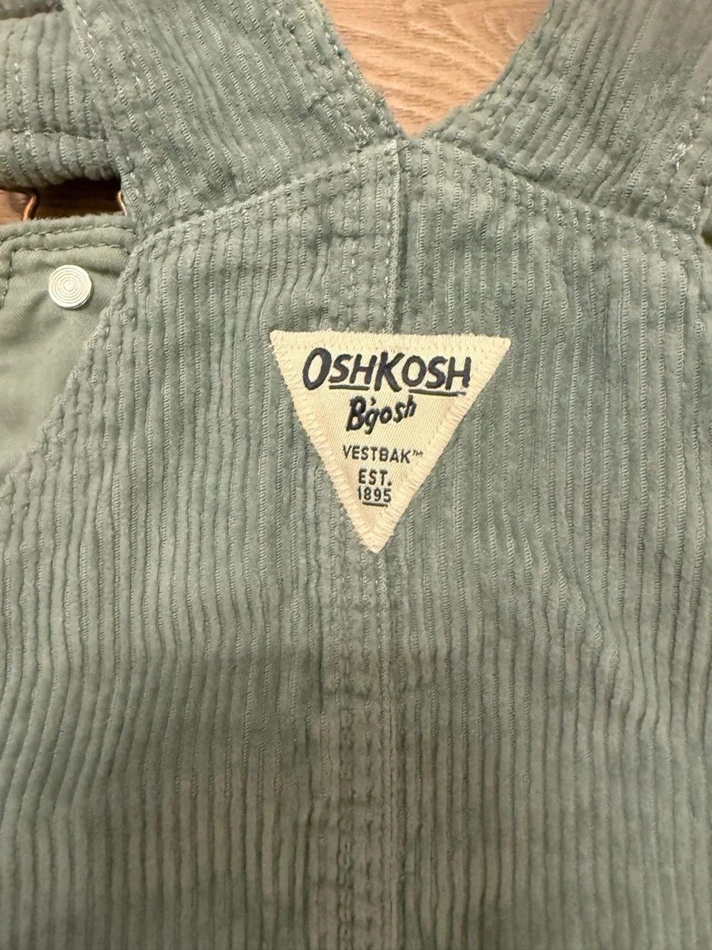 Oshkosh B'Gosh Toddler Girls’ Light Sage Green Corduroy Skirted Overall, Size 2T